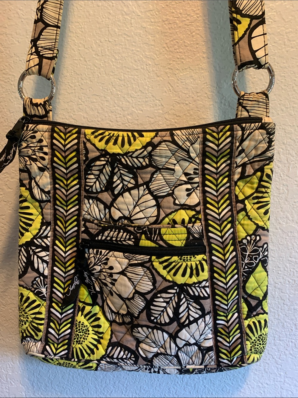 Vera Bradley Citron Hipster Quilted Floral Pattern Crossbody